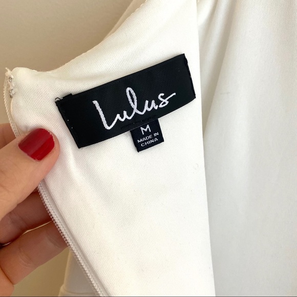 LULU’S White Ruffle BodyCon Cocktail Party Dress M - Picture 8 of 8